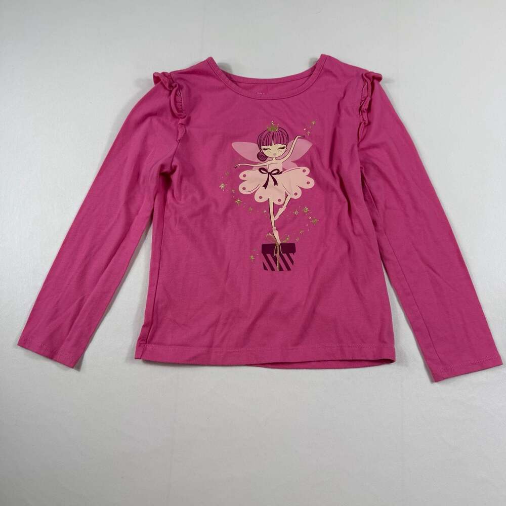 365 Kids from Garanimals Girls Long Sleeve Ruffle Shoulder Fairy Graphic T-Shirt